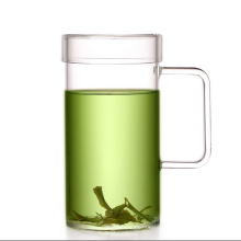 2016 Haonai clear glass tea mug with glass lid/borosilicate glass tea cup/heat resistant beer mug.